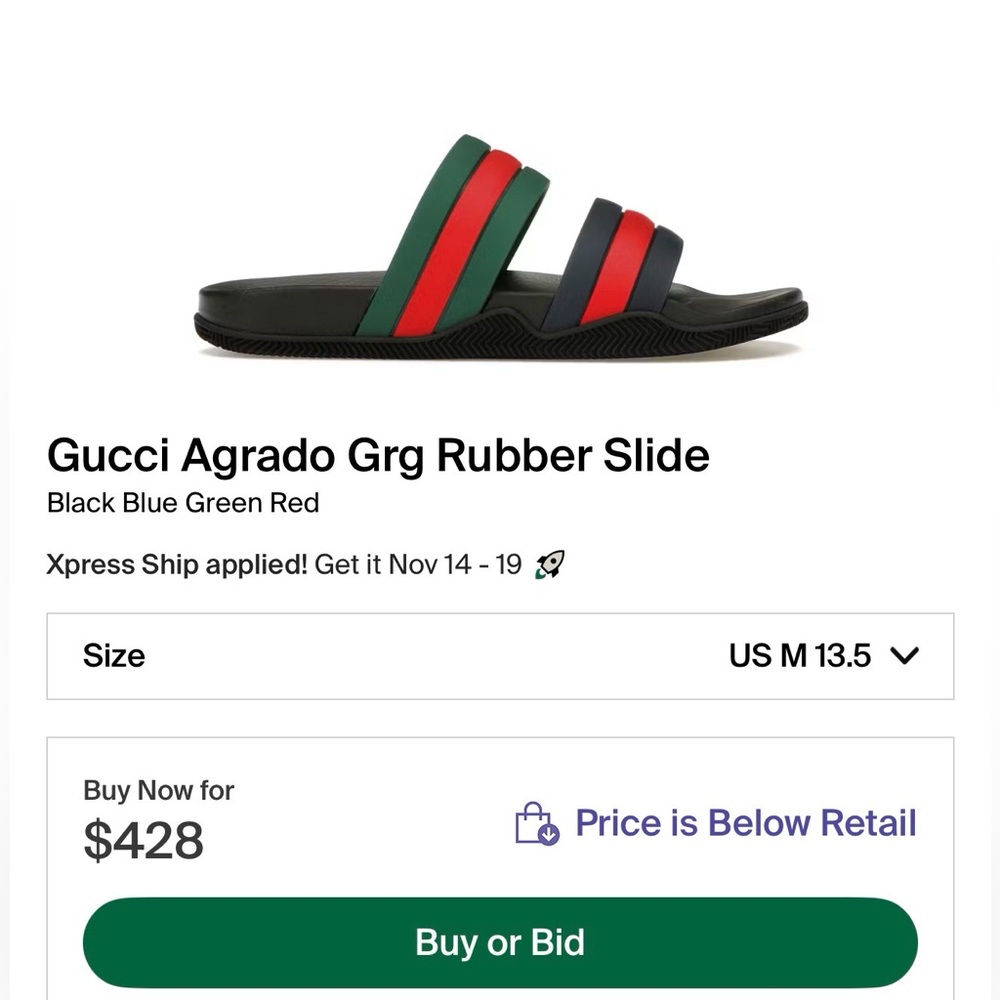 Gucci Black Sandals with Green and Red Stripes - Picture 4 of 4